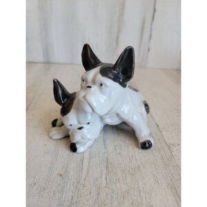 Vintage white black French Bulldogs ceramic decor‎
